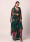 Green Printed Dhoti Set With Jacket
