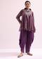 Purple Croptop And Dhoti With Embroidered Cape