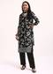 Off White And Black Printed Chanderi Kurta Set With Dupatta