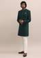 Dark Green Moti Embroidered Sherwani For Men