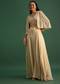 Beige Georgette Crop Top And Palazzo Set With Resham Work