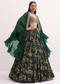 Bottle Green Printed Lehenga With Embroidered Choli Set