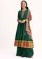 Green Embroidered Satin Kurta Palazzo With Dupatta