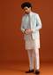 Sky Blue Indo-Western And Kurta Set In Silk With French Knots