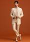 Beige Silk Indo Western And Kurta Set With Zardozi Work