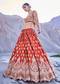 Orange Embroidered Silk Lehenga With Two Dupattas