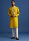 Yellow Silk Kurta Set With Mirror Embroidery