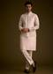 Peach Cotton Silk Jacket Set With Multi Color Resham Floral Embroidery
