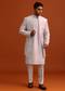Lavender Cotton Silk Sherwani Set With Thread Work