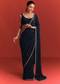 Navy Blue Cutdana Work Chinnon Saree