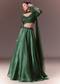 Bottle Green Organza Lehenga Set With Hand Work