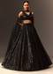 Black Sequins Blouse And Lehenga With Choker Dupatta
