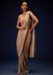 Champagne Ombre Ready To Wear Saree With Pleated Saree