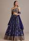 Royal Blue Bandhani Lehenga Set With Zari Butti And Sequins Work