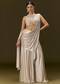 Ivory Lycra Draped Saree With Embroidered Blouse
