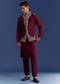 Red Cotton Silk Kurta Jacket Set With Mirror And Thread Work