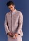 Lilac Kurta Set In Cotton Silk With Mirror Threadwork Jacket