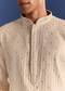 Beige Printed Benaras Jacquard Kurta Set