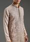 Beige Silk All Over Hand Embroidered Kurta Set