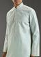Pista Green Mens Kurta Set With Thread Work