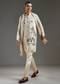 Off White Metal Hand Embroidered Kurta Pant Set