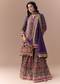 Purple Indie Print Kurta Sharara Set with Handbag