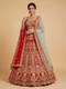 Red Pheras Bridal Lehenga With Sheer Dupatta Embroidered Skirt