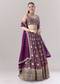 Purple Floral Printed Lehenga With Zari Work