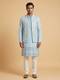 Sky Blue Layered Jacket Kurta Set