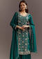 Teal Green Cutdana And Sequins Kurta Sharara With Dupatta