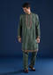 Teal Resham Embroidered Mens Kurta and Pant Set