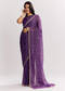 Violet Georgette Saree With Foil Stripes And Gota Patti Mirror Work