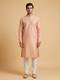 Warm Peach Checkered Kurta Set