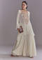 White Crepe Palazzo Suit With Thread And Resham Work