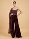 Wine Sequin Drape Skirt Set