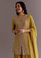 Yellow Chinon Embroidered Kurta Palazzo Suit With Dupatta