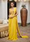 Yellow Crepe Draped Saree With Embroidered Blouse