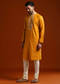 Yellow Kurta Set For Men With Thread Embroidery