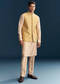 Yellow Silk Kurta Jacket Set For Men With Heavy Hand Embroidery