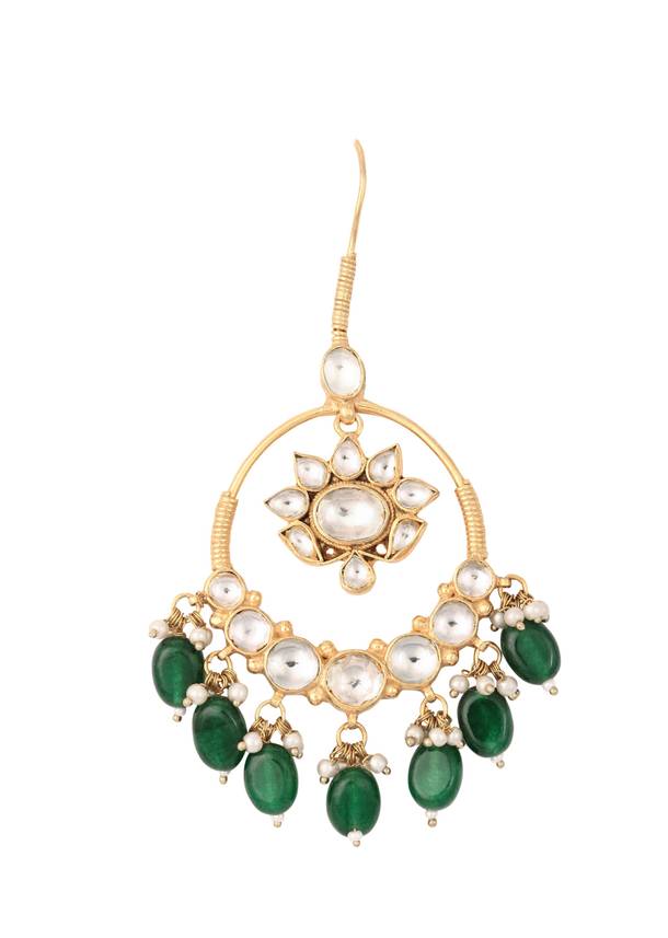 green kundan chandabalis with emerald onyx-sg145802 2