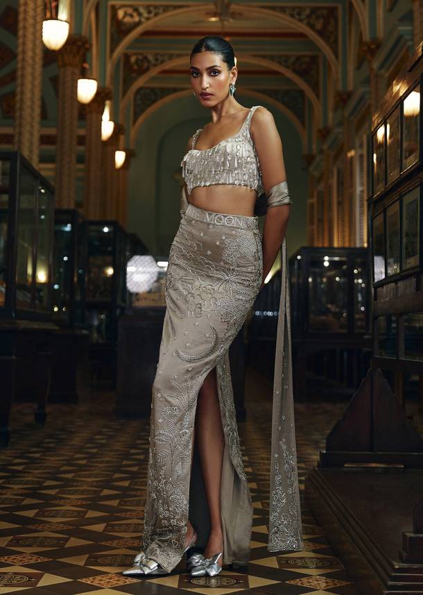 Classic Grey Bridal Lehenga With 3D Embroidery