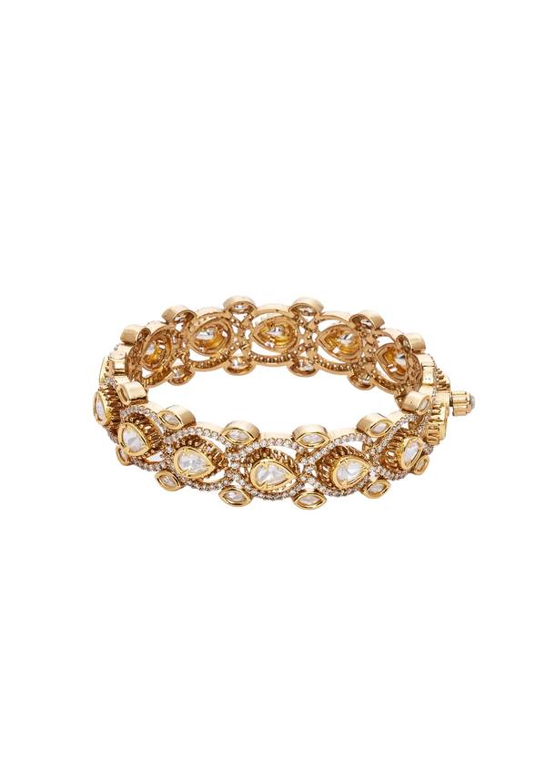 White And Golden Link Bangle Set