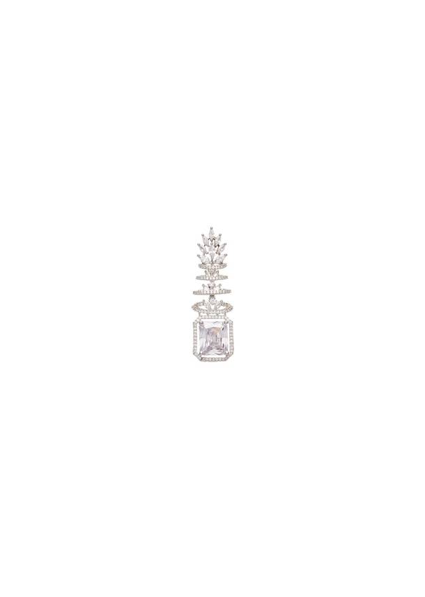 White CZ Leaf Drop Earrings
