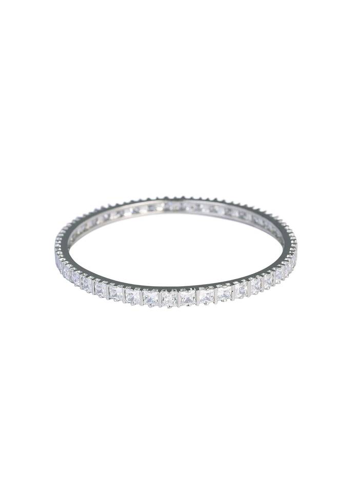 92.5 Sterling Silver Finish Zirconia Bangles Set of 2