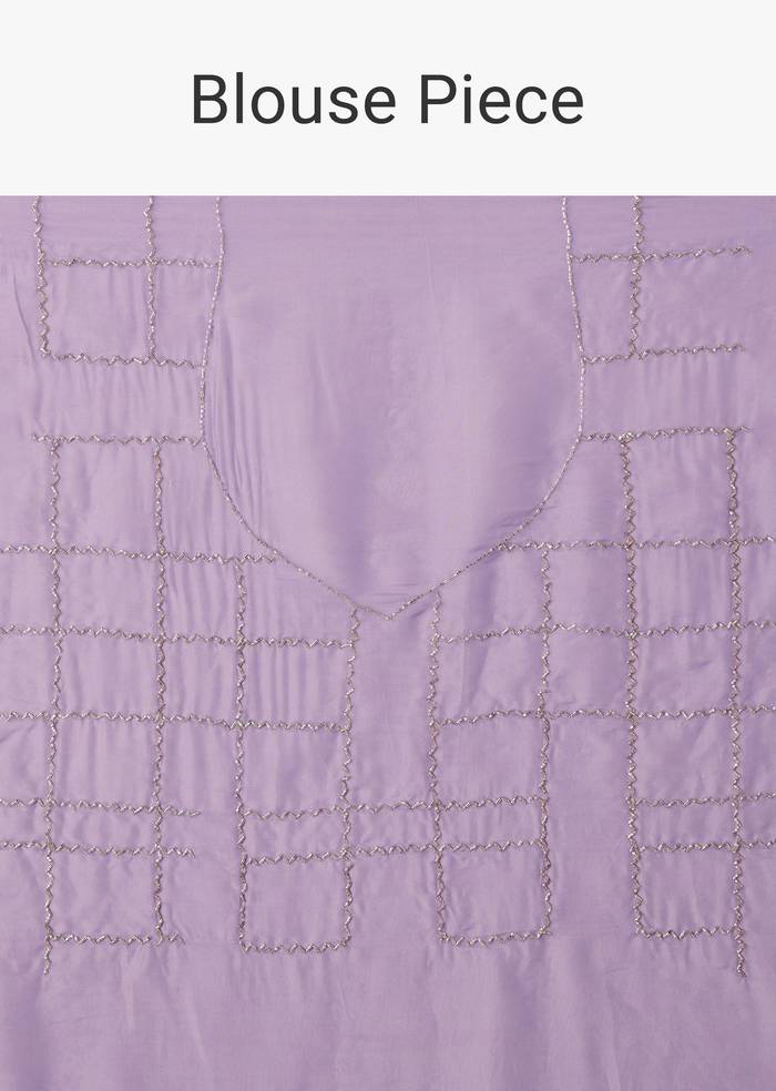 Lavender Shaded Soft Tissue Embroidered With Cudtana And Sequin Work