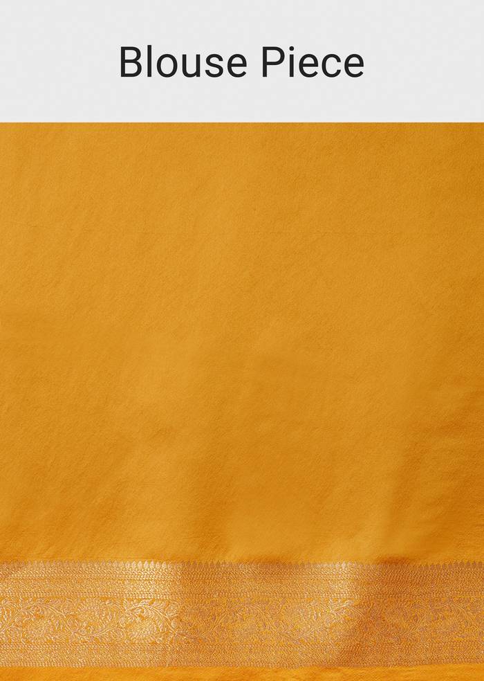 Mustard Yellow Dola Silk Saree With Woven Patterns