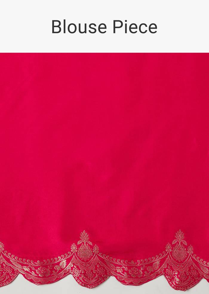 Pink Dola Silk Saree With Zari Border And All Over Booti