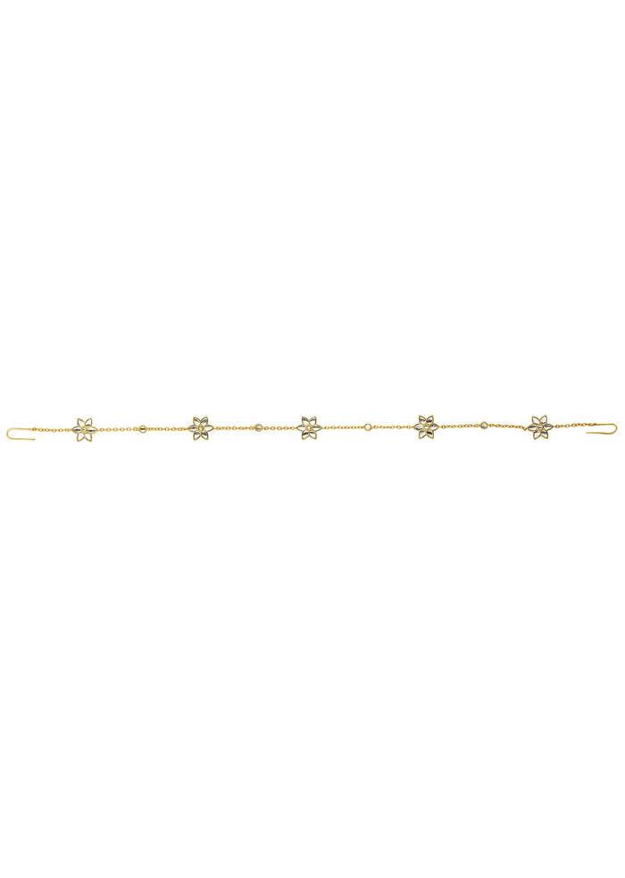 Gold Phool Sitara Maatha Patti With Mirror Polki