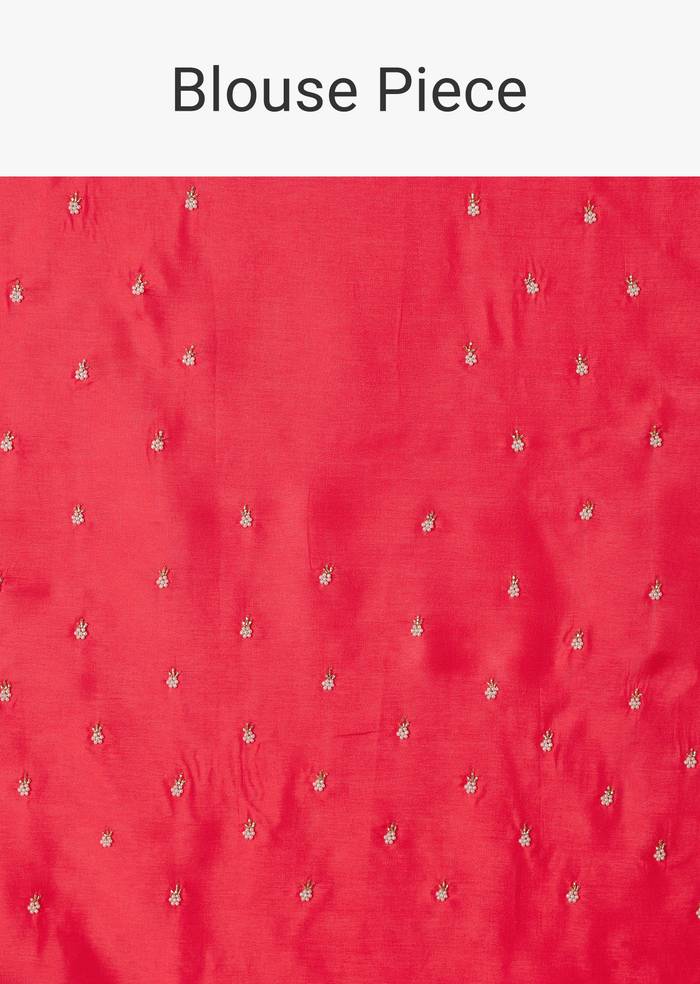Pink Organza Floral Saree With Embellished Border