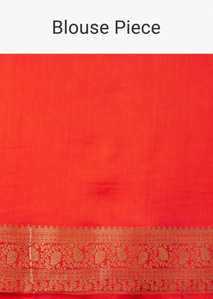 Rust Orange Dola Silk Saree With Butti And Woven Border